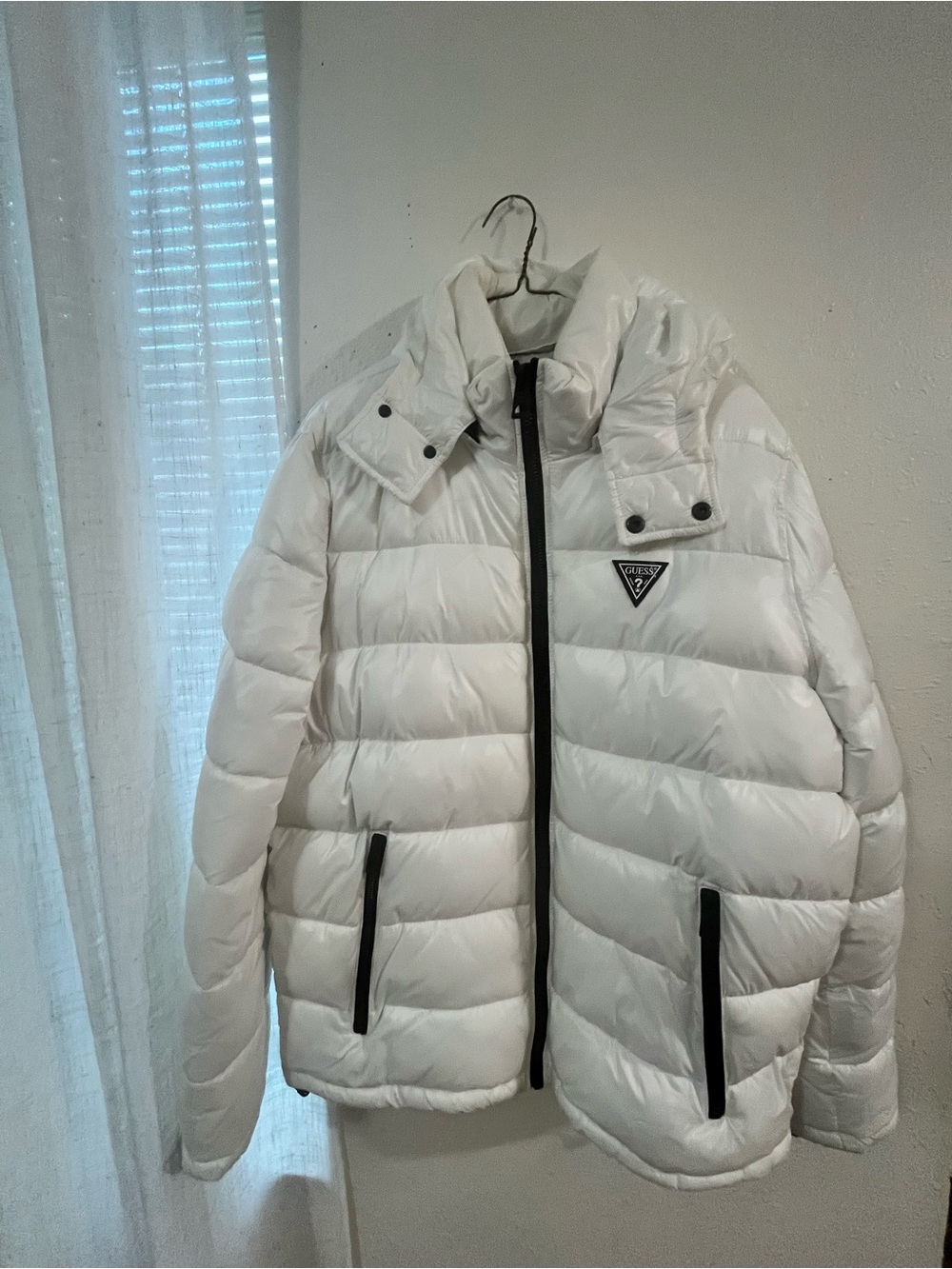 Guess puffer jacket - white with black trim